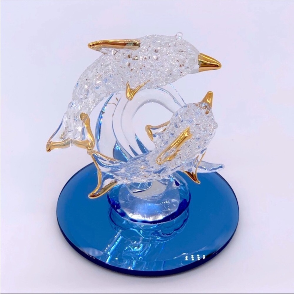HANDBLOWN FILIGREE GLASS DOLPHIN FIGURINE